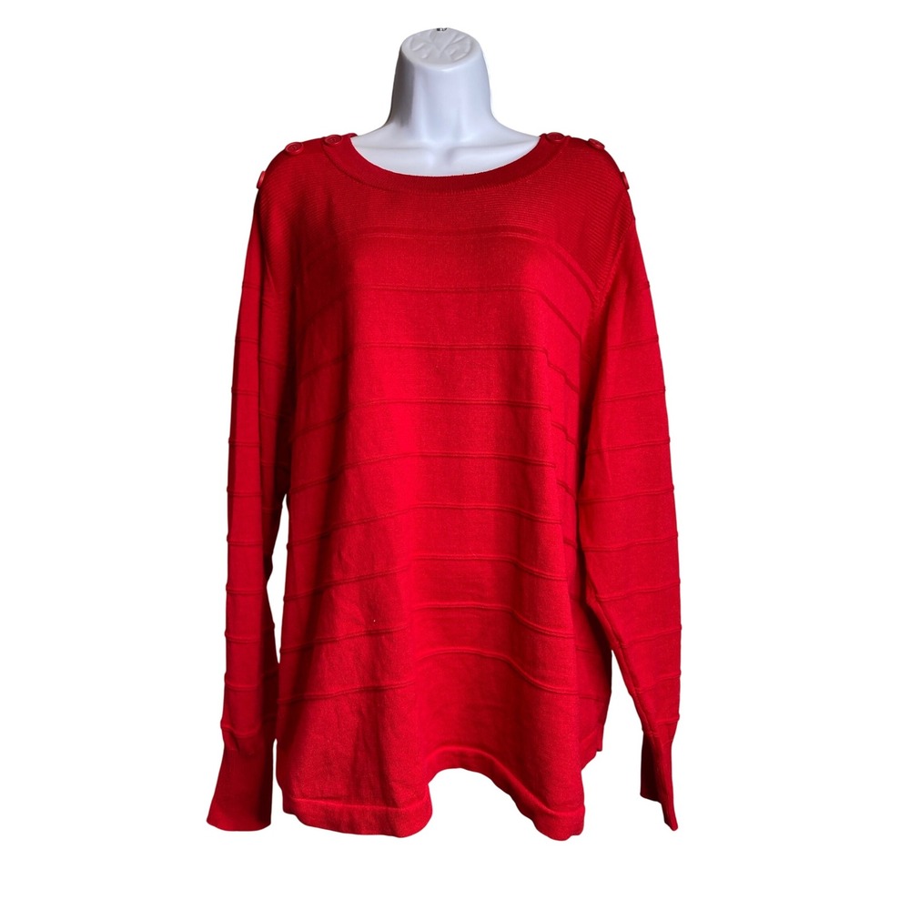 Vintage‎ Liz Claiborne Womens Red Chunky Knit Sweater Sz 2X Textured Layered